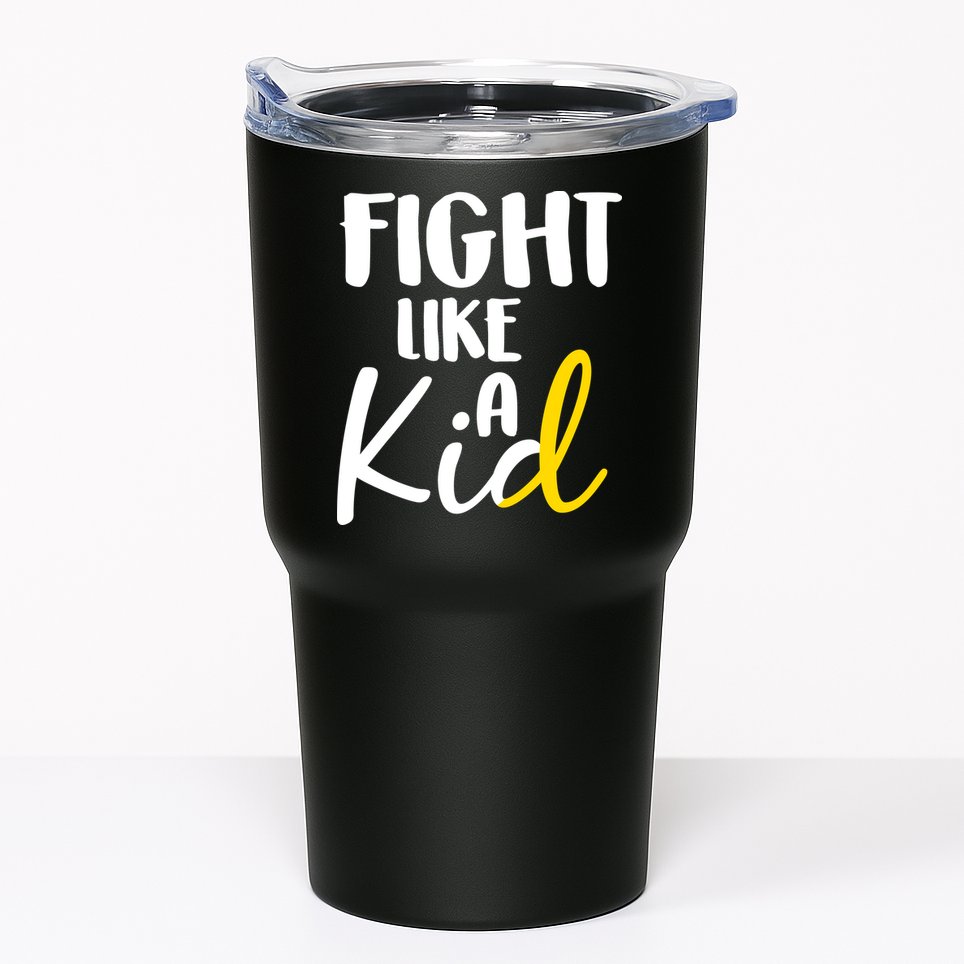Fight Like A Kid Childhood Cancer Gold Ribbon Tumbler