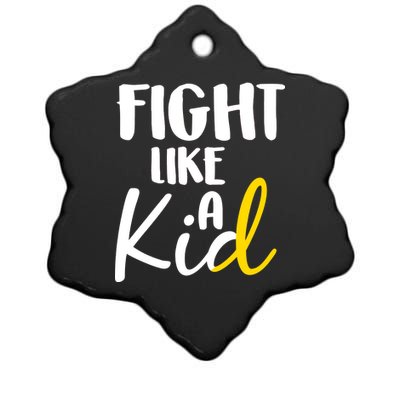 Fight Like A Kid Childhood Cancer Gold Ribbon Ceramic Star Ornament