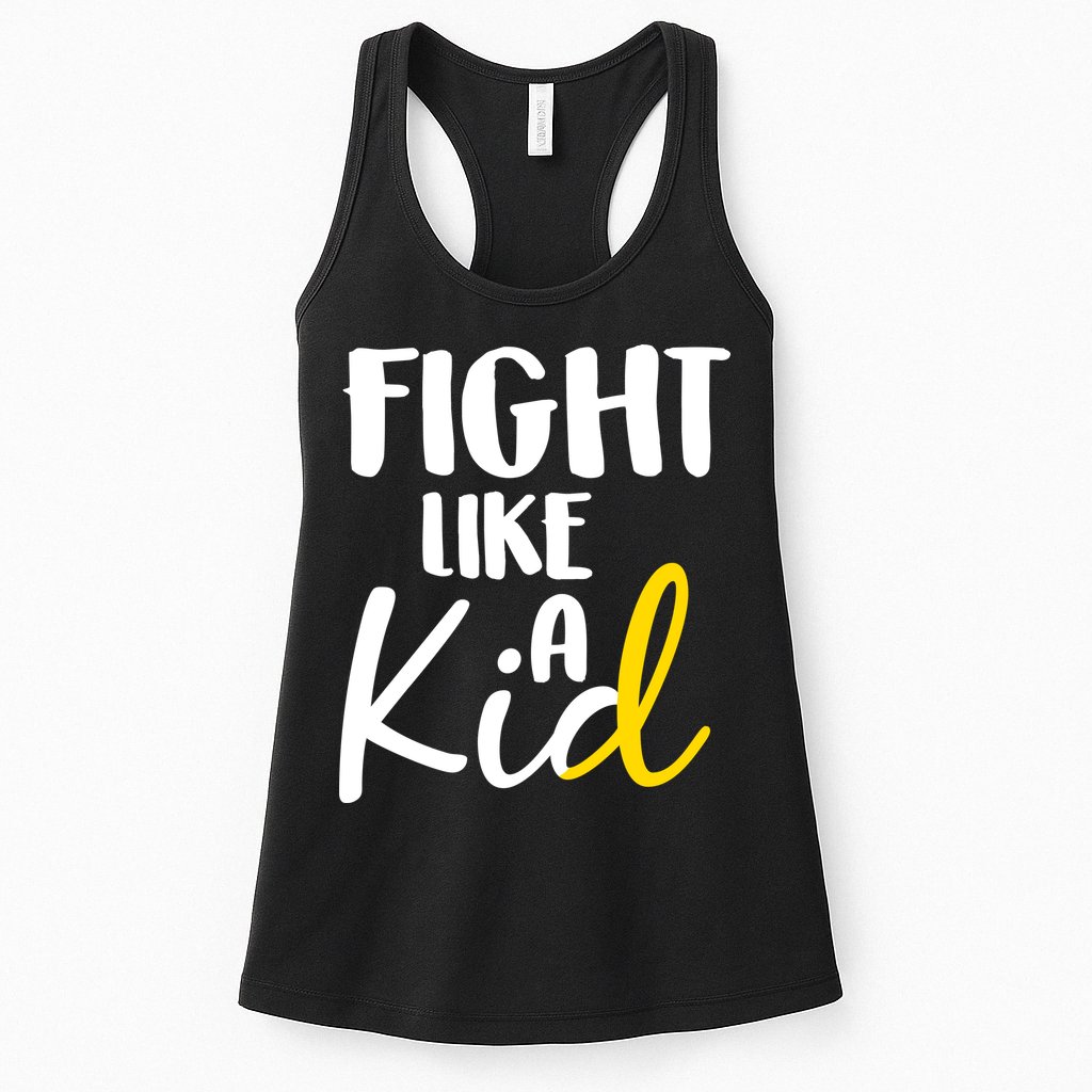 Fight Like A Kid Childhood Cancer Gold Ribbon Womens Tank Top
