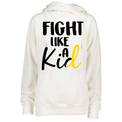 Fight Like A Kid Childhood Cancer Gold Ribbon Womens Funnel Neck Pullover Hood