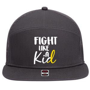 Fight Like A Kid Childhood Cancer Gold Ribbon 7 Panel Mesh Trucker Snapback Hat