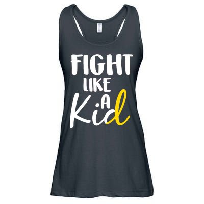 Fight Like A Kid Childhood Cancer Gold Ribbon Ladies Essential Flowy Tank