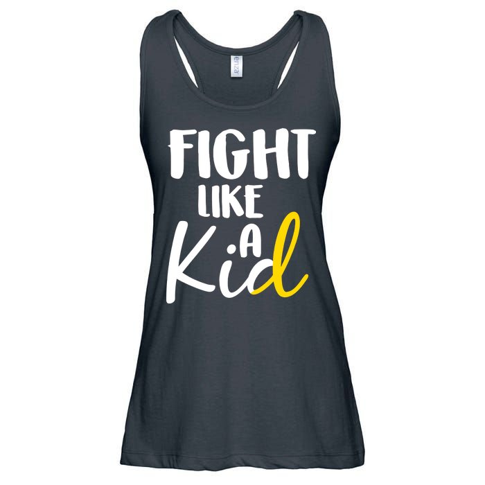 Fight Like A Kid Childhood Cancer Gold Ribbon Ladies Essential Flowy Tank