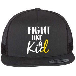 Fight Like A Kid Childhood Cancer Gold Ribbon Flat Bill Trucker Hat