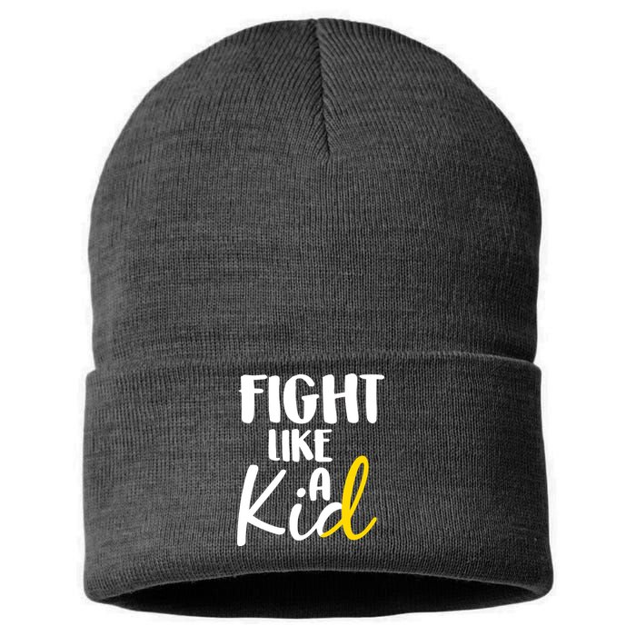 Fight Like A Kid Childhood Cancer Gold Ribbon Sustainable Knit Beanie