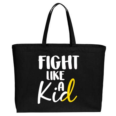 Fight Like A Kid Childhood Cancer Gold Ribbon Cotton Canvas Jumbo Tote