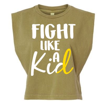 Fight Like A Kid Childhood Cancer Gold Ribbon Garment-Dyed Women's Muscle Tee