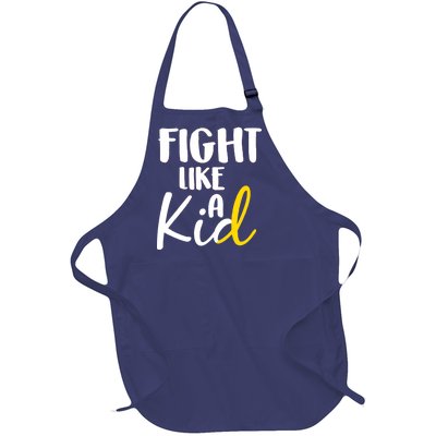 Fight Like A Kid Childhood Cancer Gold Ribbon Full-Length Apron With Pockets