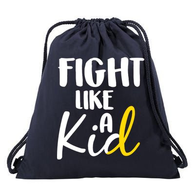 Fight Like A Kid Childhood Cancer Gold Ribbon Drawstring Bag