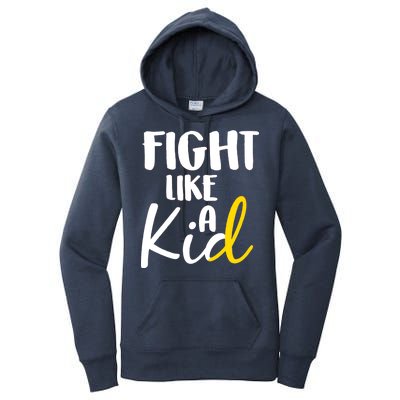 Fight Like A Kid Childhood Cancer Gold Ribbon Women's Pullover Hoodie