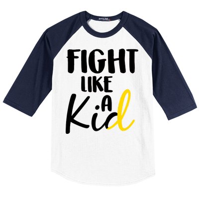 Fight Like A Kid Childhood Cancer Gold Ribbon Baseball Sleeve Shirt