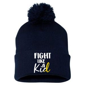 Fight Like A Kid Childhood Cancer Gold Ribbon Pom Pom 12in Knit Beanie