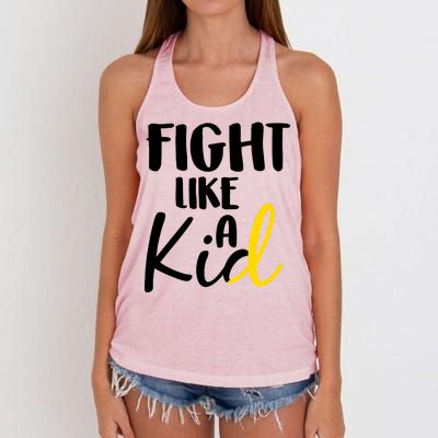 Fight Like A Kid Childhood Cancer Gold Ribbon Women's Knotted Racerback Tank