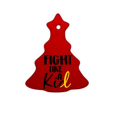 Fight Like A Kid Childhood Cancer Gold Ribbon Ceramic Tree Ornament