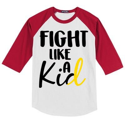 Fight Like A Kid Childhood Cancer Gold Ribbon Kids Colorblock Raglan Jersey