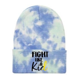 Fight Like A Kid Childhood Cancer Gold Ribbon Tie Dye 12in Knit Beanie