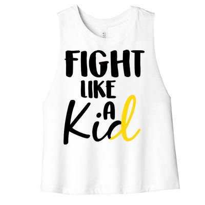 Fight Like A Kid Childhood Cancer Gold Ribbon Women's Racerback Cropped Tank