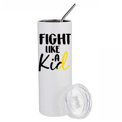 Fight Like A Kid Childhood Cancer Gold Ribbon Stainless Steel Tumbler