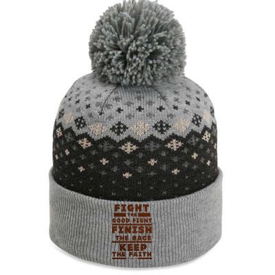 Fight The Good Fight Christian Faith The Baniff Cuffed Pom Beanie