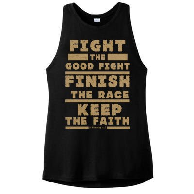 Fight The Good Fight Christian Faith Ladies PosiCharge Tri-Blend Wicking Tank