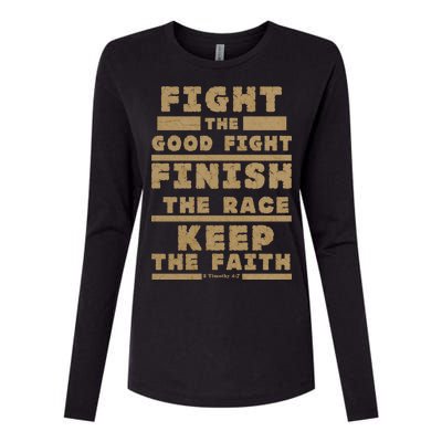 Fight The Good Fight Christian Faith Womens Cotton Relaxed Long Sleeve T-Shirt