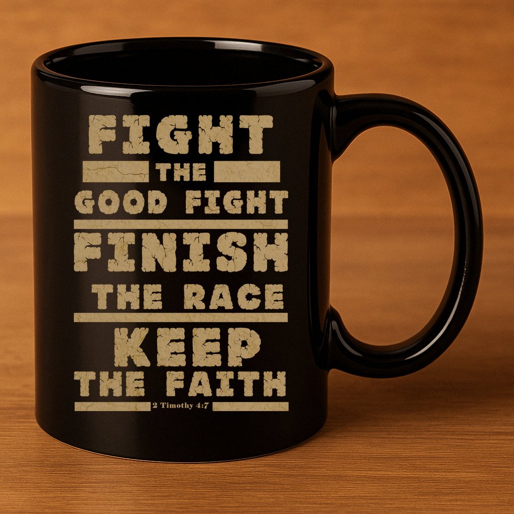 Fight The Good Fight Christian Faith 11oz C Handle Ceramic Mug