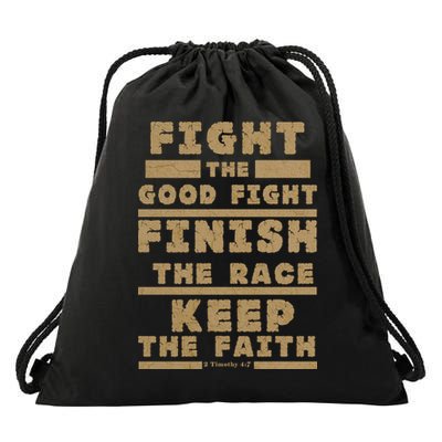 Fight The Good Fight Christian Faith Drawstring Bag