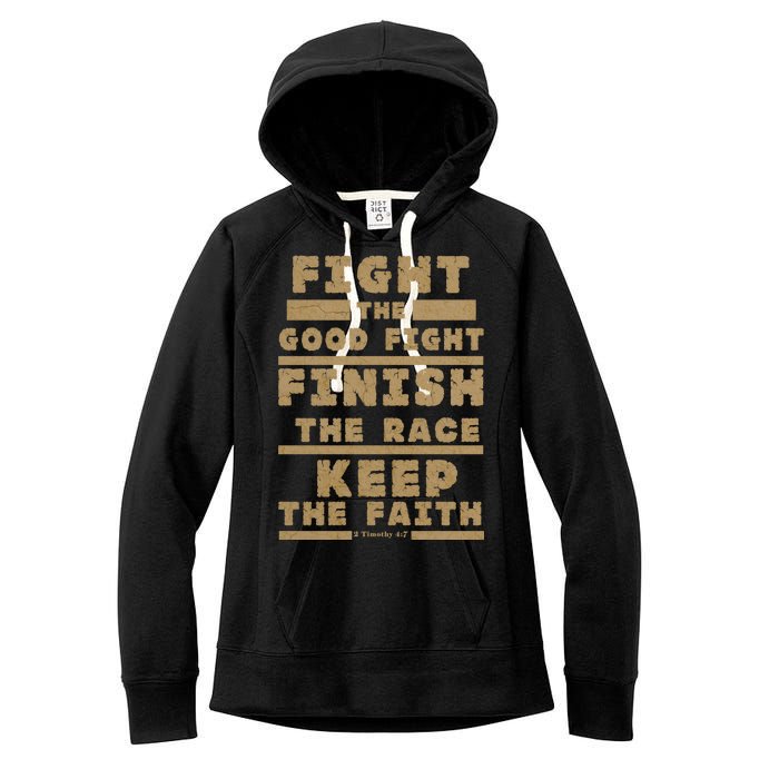 Fight The Good Fight Christian Faith Women's Fleece Hoodie