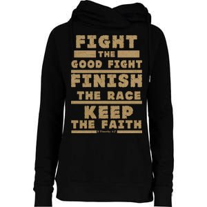 Fight The Good Fight Christian Faith Womens Funnel Neck Pullover Hood