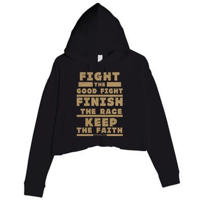 Fight The Good Fight Christian Faith Crop Fleece Hoodie