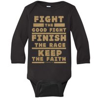 Fight The Good Fight Christian Faith Baby Long Sleeve Bodysuit