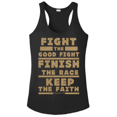 Fight The Good Fight Christian Faith Ladies PosiCharge Competitor Racerback Tank