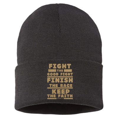 Fight The Good Fight Christian Faith Sustainable Knit Beanie