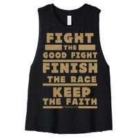 Fight The Good Fight Christian Faith Women's Racerback Cropped Tank