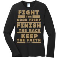 Fight The Good Fight Christian Faith Ladies Long Sleeve Shirt