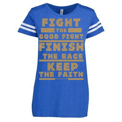 Fight The Good Fight Christian Faith Enza Ladies Jersey Football T-Shirt