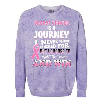 Fight The Journey And Win Breast Cancer Colorblast Crewneck Sweatshirt