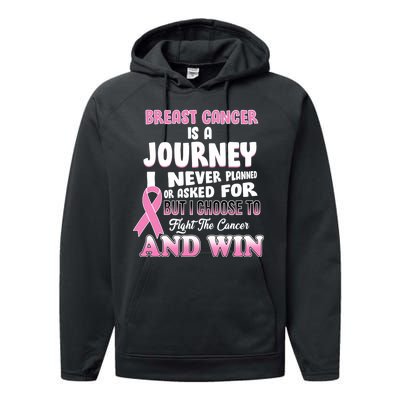 Fight The Journey And Win Breast Cancer Performance Fleece Hoodie