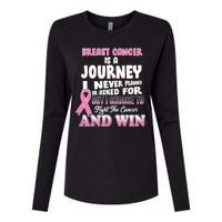 Fight The Journey And Win Breast Cancer Womens Cotton Relaxed Long Sleeve T-Shirt