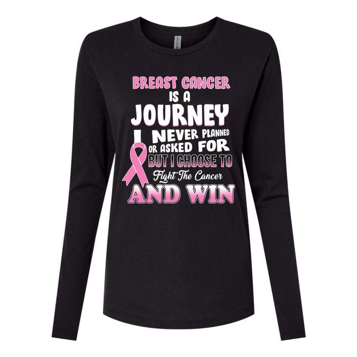 Fight The Journey And Win Breast Cancer Womens Cotton Relaxed Long Sleeve T-Shirt