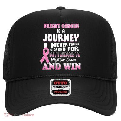 Fight The Journey And Win Breast Cancer High Crown Mesh Back Trucker Hat