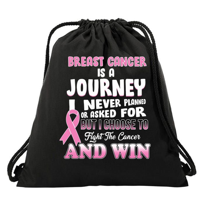 Fight The Journey And Win Breast Cancer Drawstring Bag