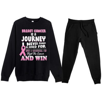 Fight The Journey And Win Breast Cancer Premium Crewneck Sweatsuit Set