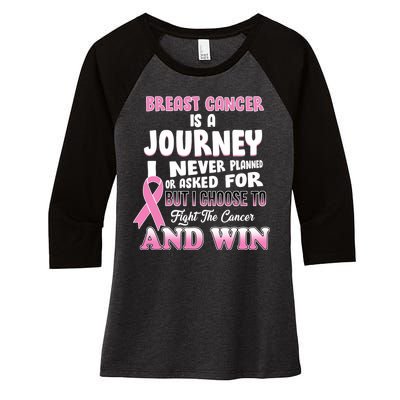 Fight The Journey And Win Breast Cancer Women's Tri-Blend 3/4-Sleeve Raglan Shirt