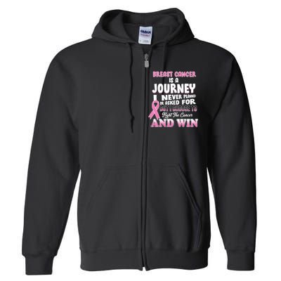 Fight The Journey And Win Breast Cancer Full Zip Hoodie