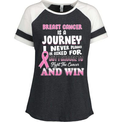 Fight The Journey And Win Breast Cancer Enza Ladies Jersey Colorblock Tee