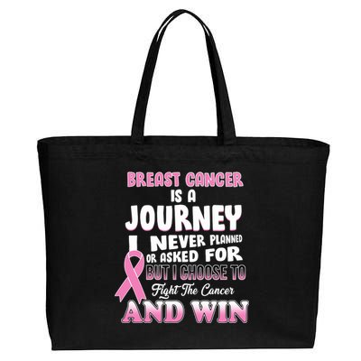 Fight The Journey And Win Breast Cancer Cotton Canvas Jumbo Tote