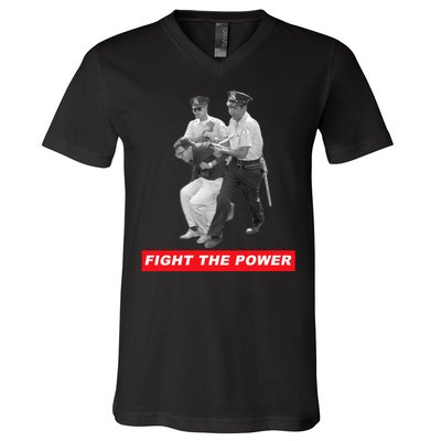 Fight The Power Bernie Arrested V-Neck T-Shirt