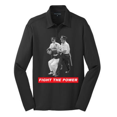 Fight The Power Bernie Arrested Silk Touch Performance Long Sleeve Polo