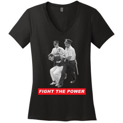 Fight The Power Bernie Arrested Women's V-Neck T-Shirt